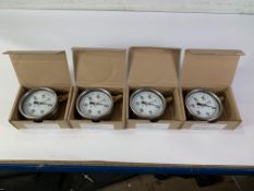 Four Manometer Capsule Pressure Gauges, NG100, KI. 1.6 Measuring Range 0-250 mbar. Boxed (MS250100MB