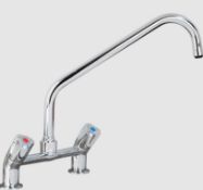 AquaTechnix Dome Head Operated Faucet (TX-B-312D) and 1/2 Twin Water Feed Deck Mounted Twin Mixer Ta