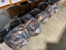 Five bags containing assorted belts.