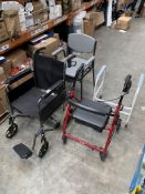 A Drive Rollator Walker fold-up and removeable support, padded seat, a wheelchair, an adjustable hei