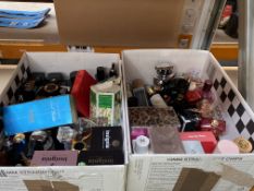 Two boxes of pre-owned and as new perfumes to include Davidoff, Chanel, Ralph Lauren, Dior and Acqua
