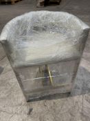 Roobba White Faux Leather, Gold Frame Bar Stool.