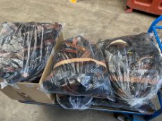 Five bags and a box containing assorted belts.