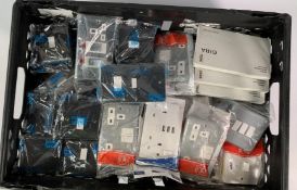 A quantity of Electrical Sockets, various colours and styles to include USB, Fused and Switch (tray
