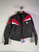 Four Alive Moto Motorcycle Jackets - Black/Red/White - Medium - As New.