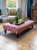 Bryher Classic Ottoman in Christopher Farr Lost and Found Red 142cm X100cm (minor damage to corner).
