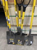 Three Roughneck Long Handled Square Shovels #68-144, Two Square Shovels #68-146 and One Long Handle