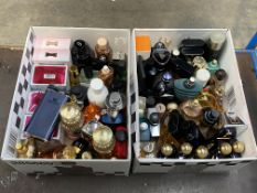 Two boxes of part used parfum/toilette to include Christian Dior, Jean Paul Gautier, Chanel, Victor&