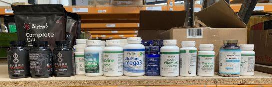 A Quantity Of Assorted Supplements To Include Omega 3, Vitamin C, Magnesium (Approximately 60 Items)
