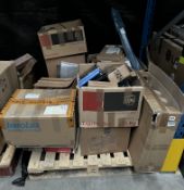 Pallet of assorted new & pre-owned IT and electrical items (Sold as seen).