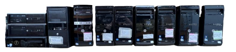 Eleven pre-owned tower PC's.