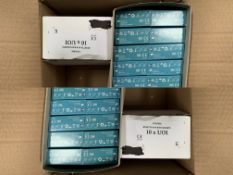 Five boxes of ten Stretta Hearing Aids, various models and colours. As New.