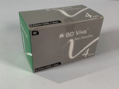 Twenty four boxes of BD Viva Pen Needles 0.23mm (32g) x 4mm. As New (90 per box).