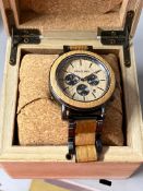 Holzkern Wood Watch, (Box Unsealed With Slight Dust Marks, New) Strap Needs Sizing Comes With Pins A