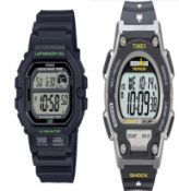 Two Watches - Casio Wristwatch Silicone Black, 100m Water Resistant WS-1400H-1AVCF) and a men's Time