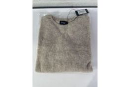Drakes Brushed Shetland Crew Neck Jumper - Putty - M.
