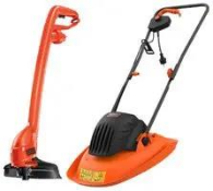 Black + Decker 30cm 1200W Electric Hover Lawn Mower & 23cm 250W Electric Grass Trimmer Set - BEMWH5