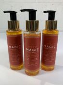 Three Magic Body Oils Pump Bottles, plumps, tightens, firms and hydrates skin - 100ml bottles.