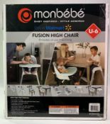 Monbebe Fusion High Chair - 8 Modes Of Use - Reclining, Suitable For Ages 6-36 Months, Up to 50lbs.