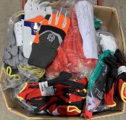 A Box Of Assorted Workwear Protective Gloves Various Brands And Sizes.