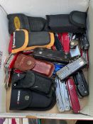 A box of Multi-tools to include Leatherman, Victorinox, Parkside and Gerber (over 18s only).