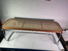 The Socialite Family Panchina - Brown, Natural Cane and Chromed Metal Bench - As New.