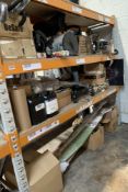 A quantity of homeware related items, As New and Pre-owned on three shelves.