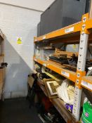 A mixed lot of pre-owned items to include workbench, lawnmower, wicker storage units, tools, picture