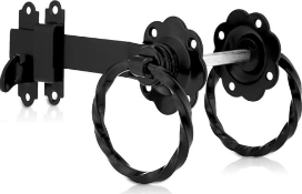 Twelve Ring Gate Latch Twisted Black Metal Door Latches with Black Powder Coating Suitable for Exter