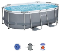 Bestway Power Steel Above Ground Pool, Swimming Pool Set With Filter Pump and ChemConnect Dispenser,