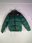 The North Face Supreme Leopard Nuptse puffer jacket in green (Medium).