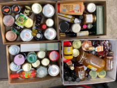 Four boxes of assorted food and related items to include spreads/jams/sauces.