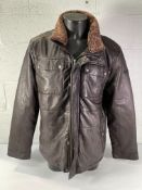 Men's Bugatti Brown Leather Jacket - Size 56 - Pre-Owned.
