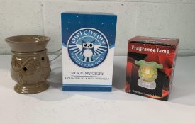 A pallet of assorted Owlchemy Wax Melt Warmers, Fragrance Lamps in assorted colours