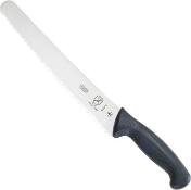 Twenty seven Mercer Culinary, Stainless Steel, Black, 10-Inch Wide Wavy Edge Bread Knives (M23210).