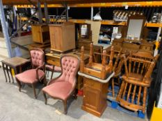 A large mixed lot of pre-owned pine and other furniture to include cabinets, dressing table,