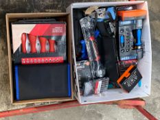 Two boxes of tools to include spanners/allenkeys/spanners and related items.