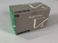 Forty eight boxes of BD Viva Pen Needles 0.23mm (32g) x 4mm. As New (90 per box, EXP: 28/03