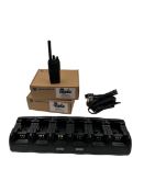 Nine Motorola R2 Two-Way Radios with batteries & antennas (M/N: MDH11JDC9JA2AN) and an Endura 12-Slo