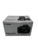 As new Canon EOS 4000D DSLR Camera with EF-S 18-55mm f/3.5-5.6 III Lens (EAN: 4549292116571).
