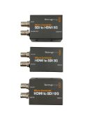 Three pre-owned BlackMagic Design Micro Converters.