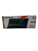 As new SteelSeries Apex 3 USB Wired RGB Gaming Keyboard (UK 64810) (Damaged box).