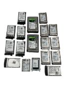 Eighteen pre-owned HDD's/SSD's to include HPE, Dell & Seagate (Data wiped).