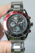 Martyn Line 3051 Red Multi-Function Steel Watch.