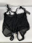 Ten Oh La La Cheri Paris Open Cup Crotchless Teddy (4100X) - Black - Size: QU.