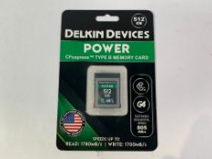 Delkin Devices Power CFexpress Type B Memory Card, 512GB. Write speeds up to 1700MB.
