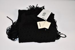 Sandro Susanne Fringed Strech-Knit Midi Dress (Size 36).