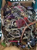 A Crate of Pre-owned/As New Assorted Costume Jewellery to include Necklaces, Bangles/Bracelets, Ring