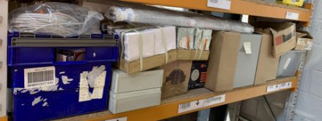 Electrical and Related Items on one shelf.