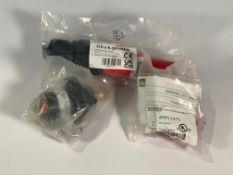 Thirty assorted as new Amphenol Phase 3 Connectors including Heavy Duty Power Connectors and Drain C